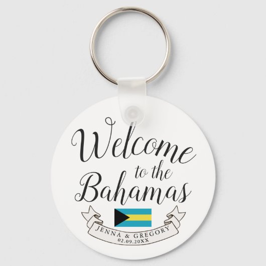 Porte-clés Bienvenue aux Bahamas | Personnalisation du mariag (Recto)