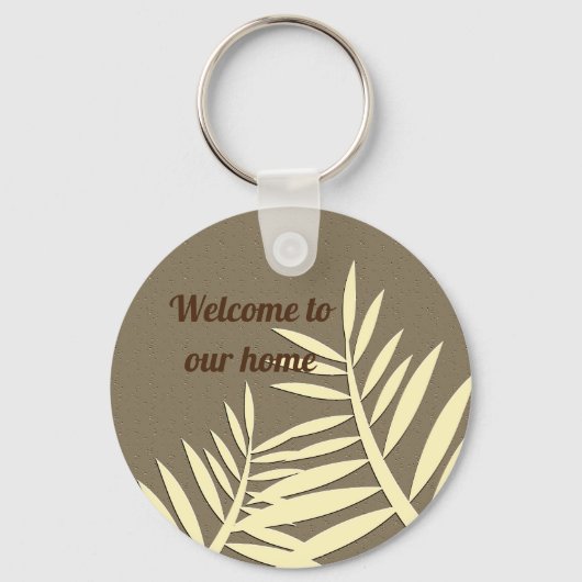 Porte-clés Bienvenue Elegant Leaf Silhouette House Guest (Recto)