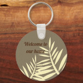 Porte-clés Bienvenue Elegant Leaf Silhouette House Guest (Recto)