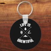 Porte-clés Bière brune life is beautiful (Recto)