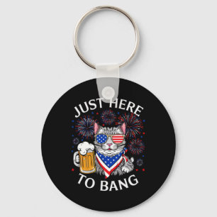 Porte-clés Bière Drôle 4 juillet Amoureux des chats Juste Ici