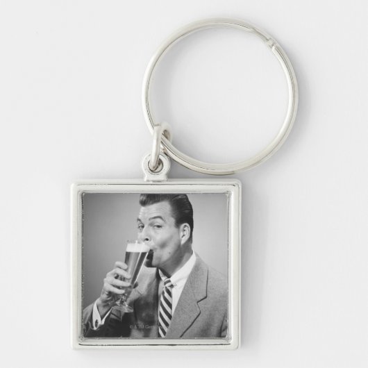 Porte-clés Bière potable d'homme d'affaires (Devant)