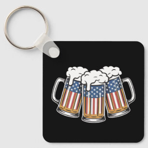 Porte-clés Bières 4 juillet Drapeau américain US Vintage Rétr