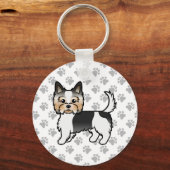Porte-clés Biewer Terrier / Biewer Yorkie Cartoon Chien et Pâ (Recto)