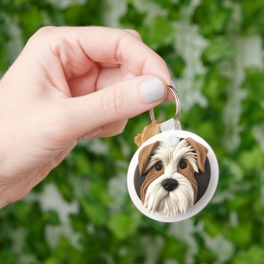 Porte-clés Biewer Terrier Chien Inspiré 3D (main)
