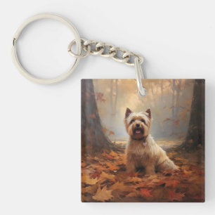 Porte-clés Biewer Terrier en automne feuilles tombées inspire