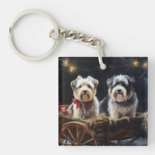 Porte-clés Biewer Terrier enneigé traîneau Noël décoration