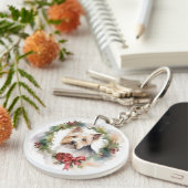 Porte-clés Biewer Terrier Noël Wreath Festive Pup (Devant droit)