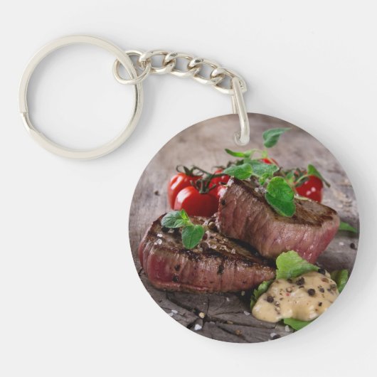 Porte-clés Biftecks grillés de BBQ avec les herbes et les (Devant)