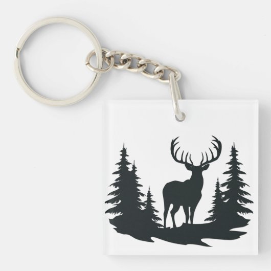 Porte-clés Big Buck Parmi Pine Trees Vector (Devant)