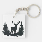 Porte-clés Big Buck Parmi Pine Trees Vector (Dos)