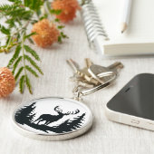 Porte-clés Big Buck Parmi Pine Trees Vector (Côté)