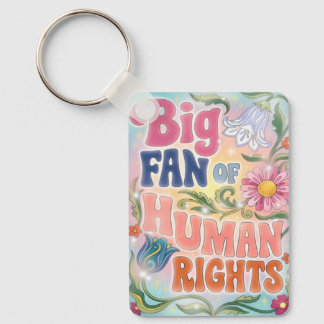 Porte-clés Big Fan of Human Rights Retro Floral Quote 