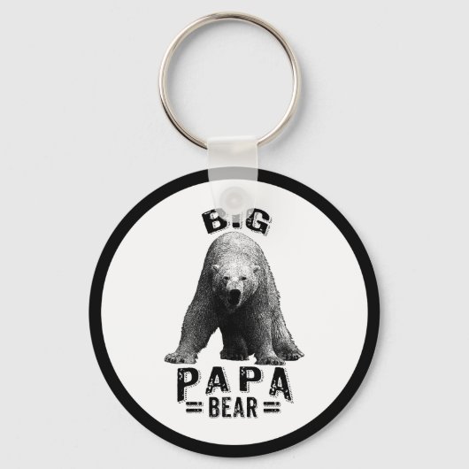 Porte-clés Big Papa Bear Black Text & Polar Bear (Recto)