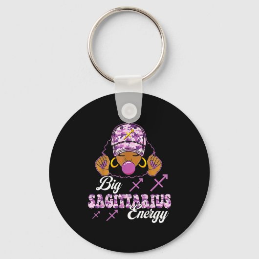 Porte-clés Big Sagittarius Energy Afro Girl With Purple Camou (Recto)