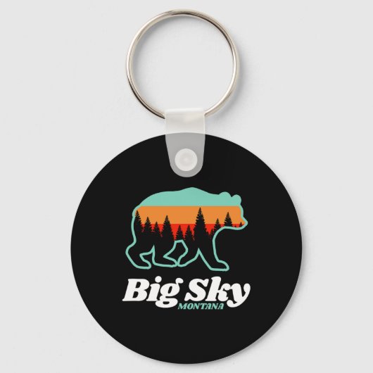 Porte-clés Big Sky Montana Ski Snowboard Ours (Recto)
