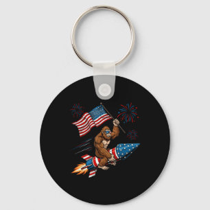 Porte-clés Bigfoot 4 juillet feu d'artifice patriotique Sasqu