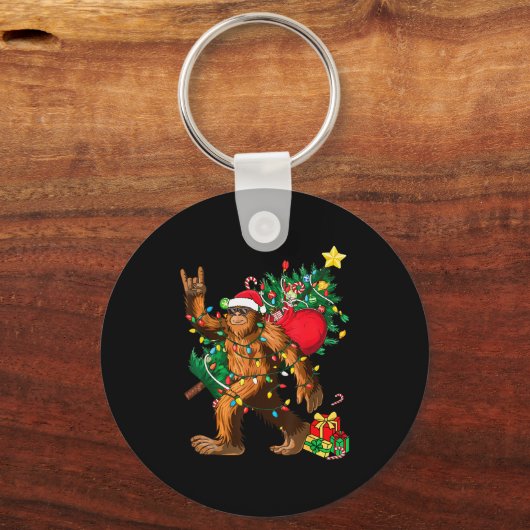 Porte-clés Bigfoot Christmas Tree Lights Xmas Boys Men Sasqua (Recto)