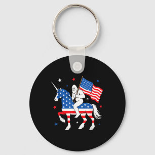 Porte-clés Bigfoot équitation Unicorn Drapeau américain Jour
