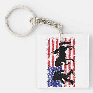 Porte-clés Bigfoot, Licorne et Jackalope dans le drapeau amér