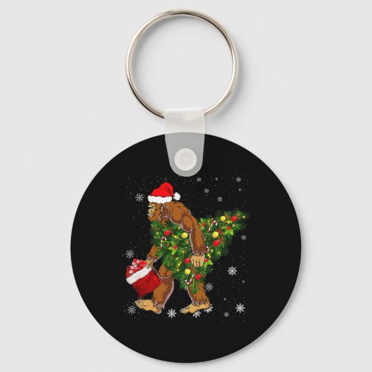 Porte-clés Bigfoot portant Noël Arbre Sasquatch Croyant (Recto)
