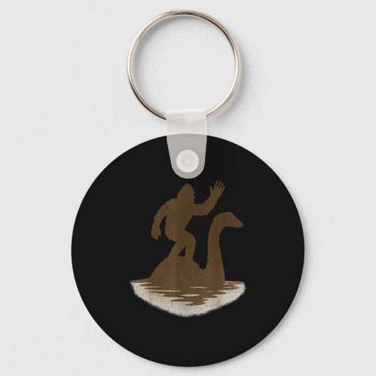 Porte-clés Bigfoot Riding Loch Ness Monster Funny Sasquatch (Recto)