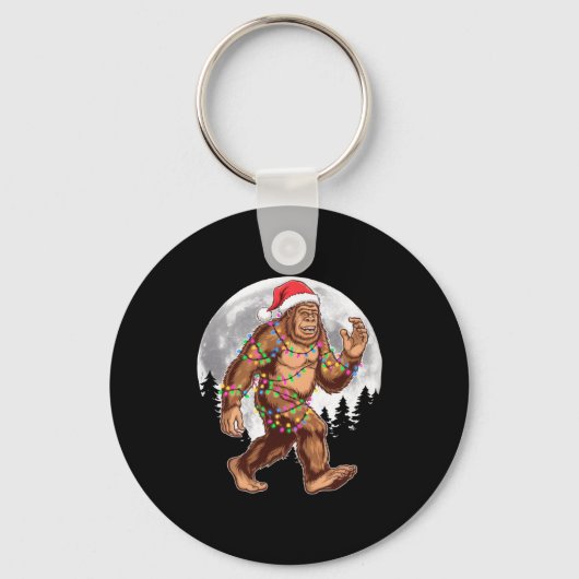 Porte-clés Bigfoot Santa Christmas Tree Lights Xmas Sasquatch (Recto)