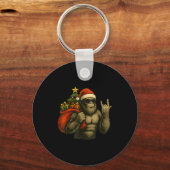 Porte-clés Bigfoot Santa Christmas Tree Rock On Funny Xmas Sa (Recto)