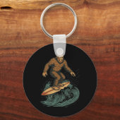 Porte-clés Bigfoot Surfant Rétro Plage Cryptide Art Pour L'ét (Recto)