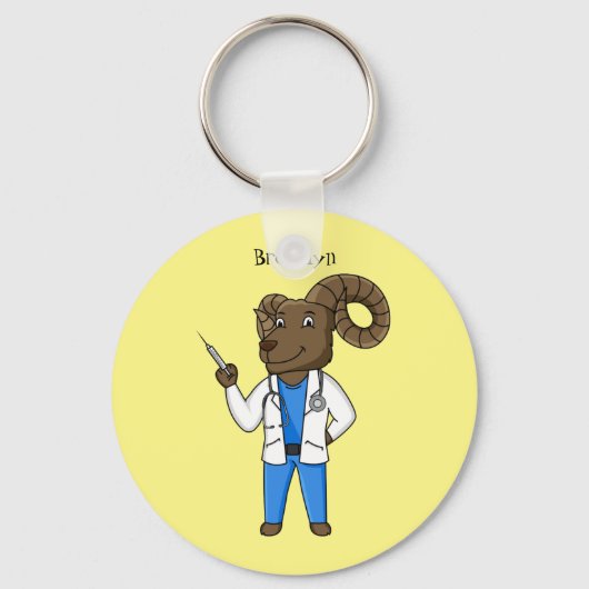 Porte-clés Bighorn sheep doctor cartoon illustration (Recto)