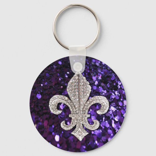 Porte-clés Bijou étincelant Fleur De Lis Violet (Recto)