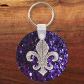 Porte-clés Bijou étincelant Fleur De Lis Violet (Recto)