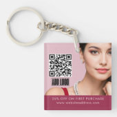 Porte-clés Bijoux de mode rose moderne Logo d'entreprise Code (Devant)