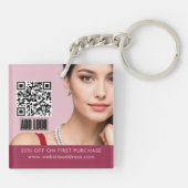 Porte-clés Bijoux de mode rose moderne Logo d'entreprise Code (Dos)