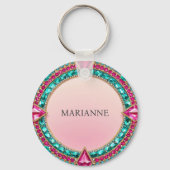 Porte-clés Bijoux rose et turquoise (Recto)