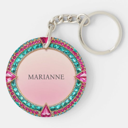 Porte-clés Bijoux rose et turquoise (Dos)