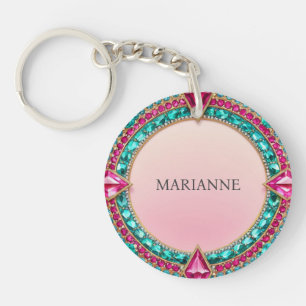 Porte-clés Bijoux rose et turquoise