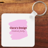 Porte-clés Bijoux rose faits main ajouter un nom texte entrep (Verso)