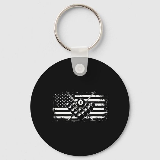 Porte-clés Billard billard billard américain drapeau cadeau (Recto)