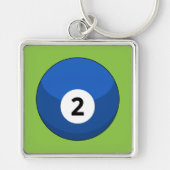 Porte-clés Billard bleu numéro deux (Devant)