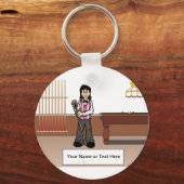 Porte-clés Billard, Joueuse de billard - Dessin féminin (Recto)