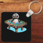 Porte-clés Billard Penguin Hustler Pool Snooker Jouer Poo (Verso)