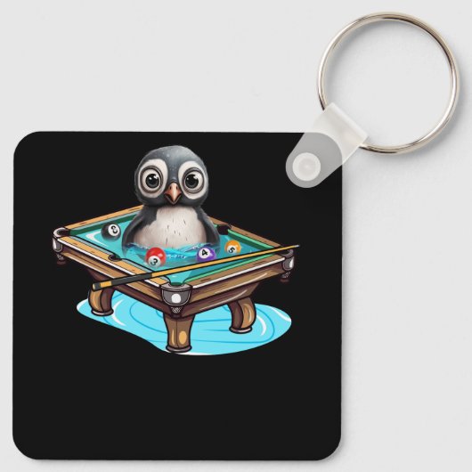 Porte-clés Billard Penguin Hustler Pool Snooker Jouer Poo (Dos)