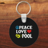 Porte-clés Billiards Chemise Funny Peace Love Pool Devis Pool (Recto)