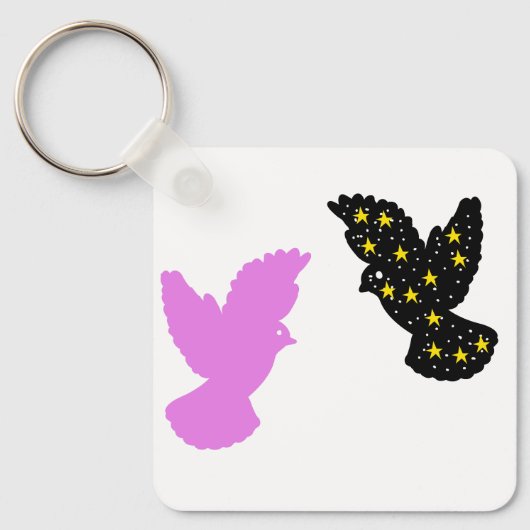 Porte-clés Birds Keychain – Paired Sky Creatures Silhouette (Recto)