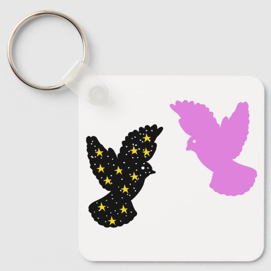 Porte-clés Birds Keychain – Twin Perch Silhouette Symbol (Recto)