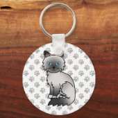 Porte-clés Birman / Ragdoll Point Bleu Chat & Pattes Mignon (Recto)