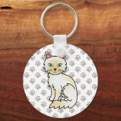 Porte-clés Birman / Ragdoll Point crème Chat & Pattes Mignonn (Recto)