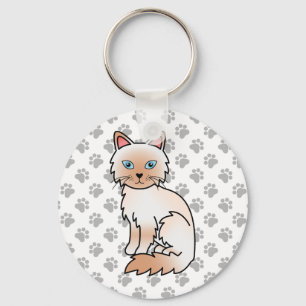 Porte-clés Birman / Ragdoll Point Rouge Chat & Pattes Mignon