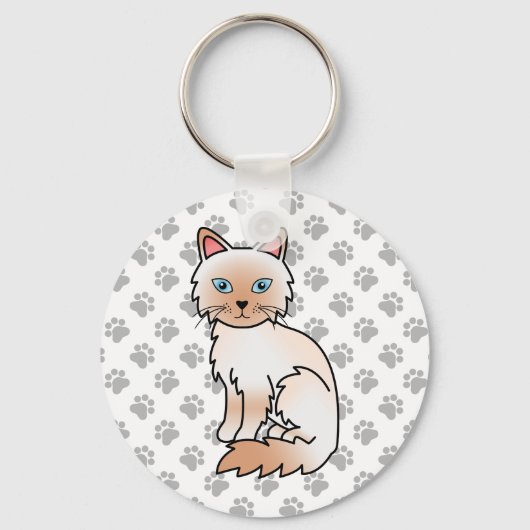 Porte-clés Birman / Ragdoll Point Rouge Chat & Pattes Mignon (Recto)